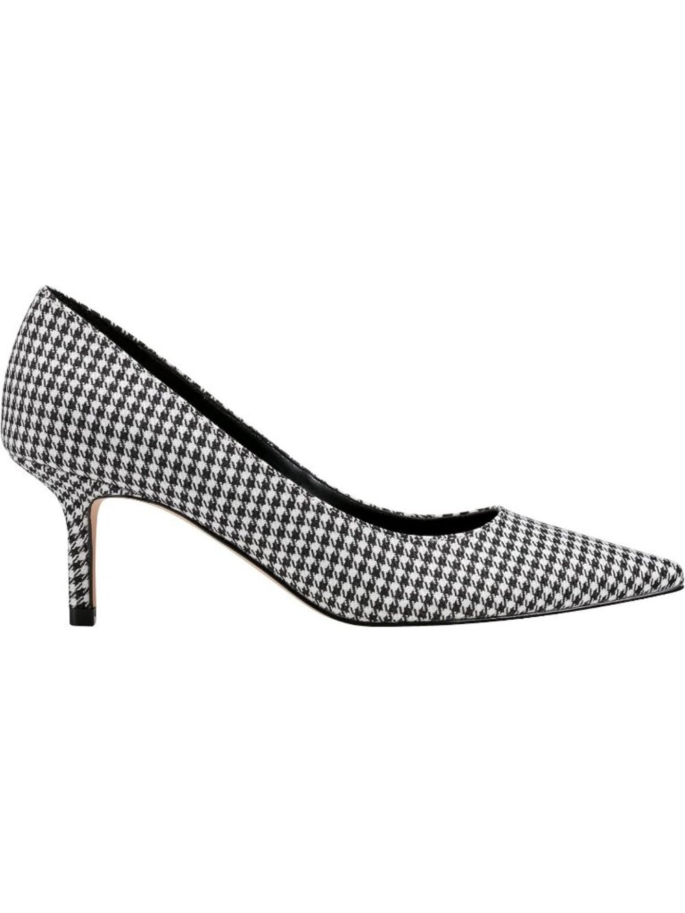 Womens Black White Houndstooth Pointed Toe Alola Casual Pumps Pull On Heel Shoes - Picture 5 of 6